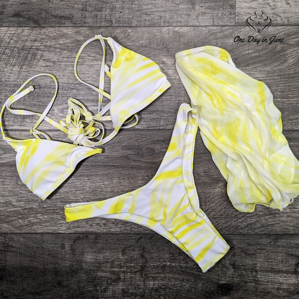 SweatyRocks 3 Piece Triangle Bikini Swimsuit Size S